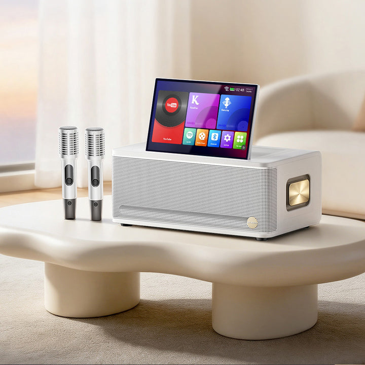YUSBOX FD5 home karaoke system with screen — alternate view