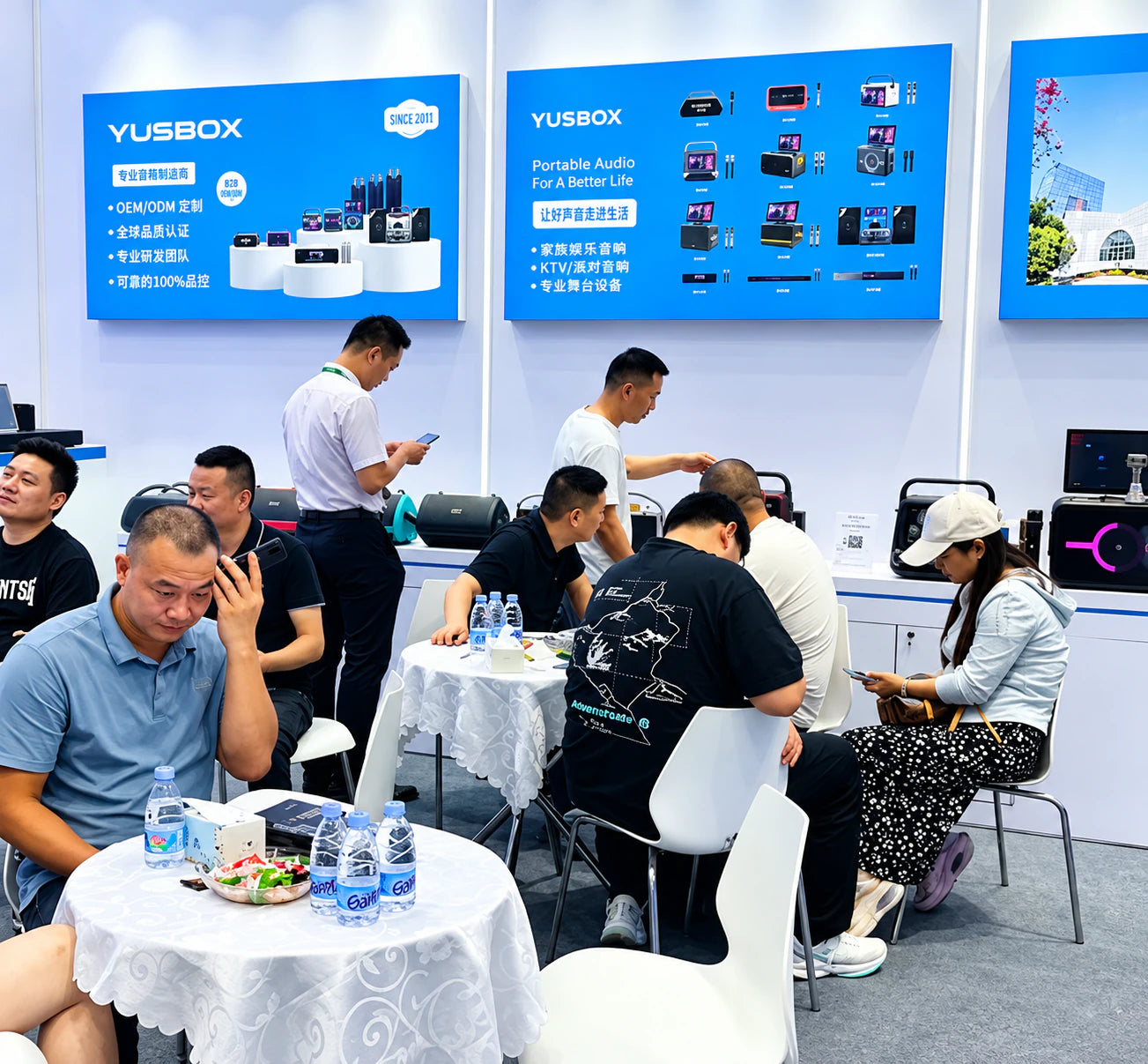 Visitors at the YUSBOX booth during HKTDC Hong Kong